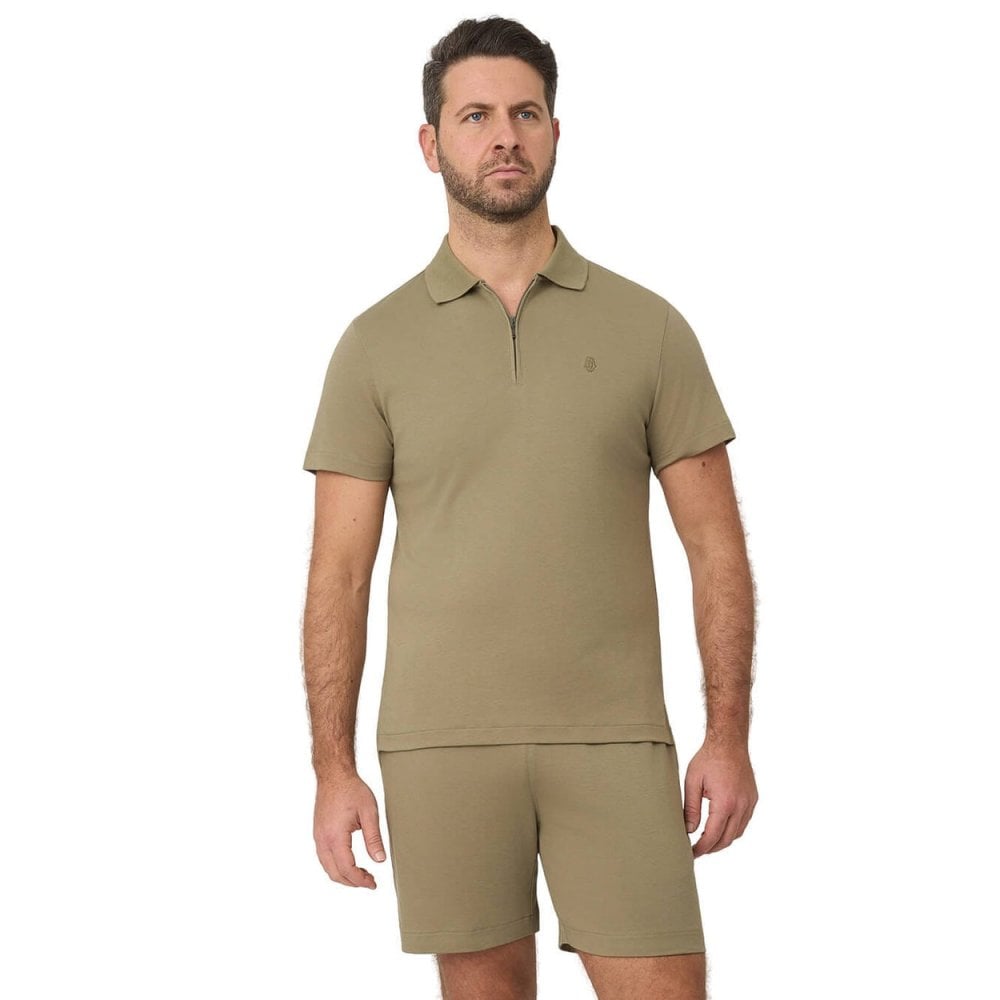 Zip Neck Interlock Polo Shirt