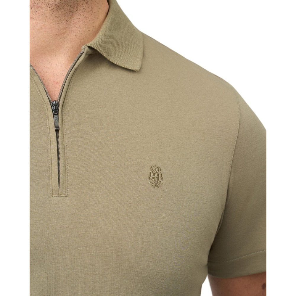 Zip Neck Interlock Polo Shirt