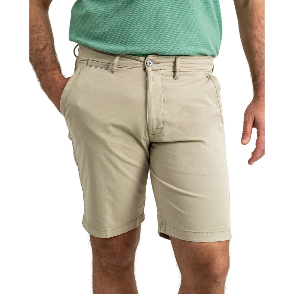 Garment Dyed Stretch Cotton Twill Shorts