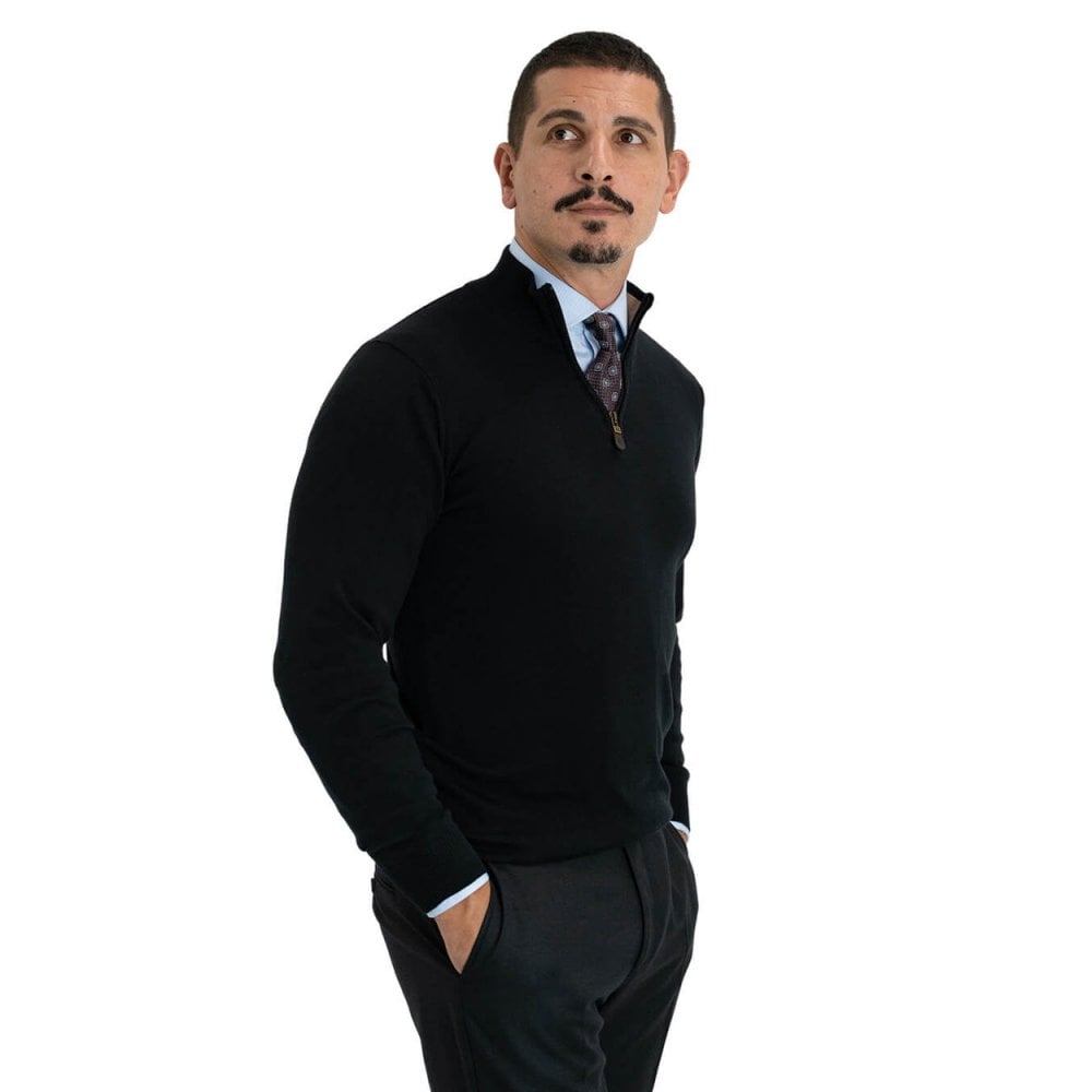 Cotton Cashmere Zip Neck Jumper