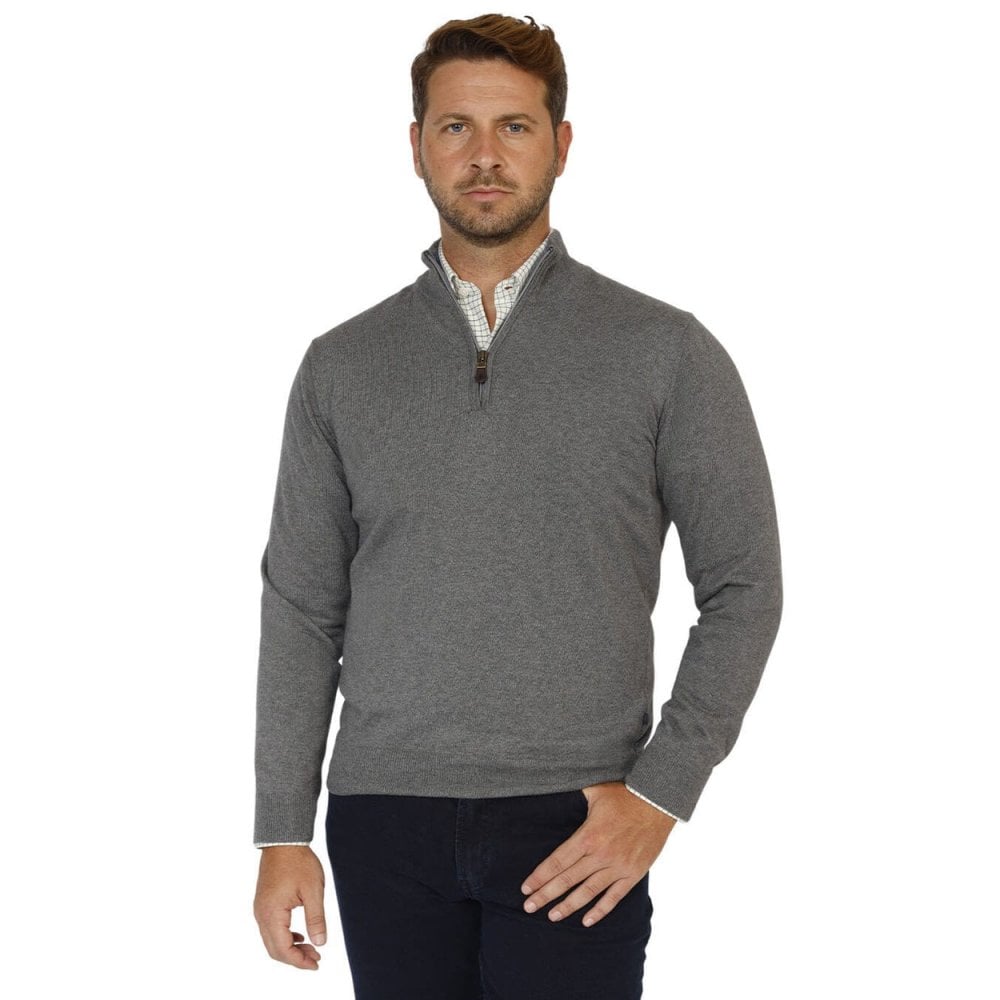 Cotton Cashmere Zip Neck Jumper