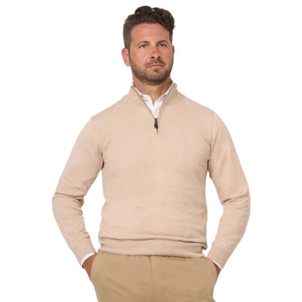 Cotton Cashmere Zip Neck Jumper