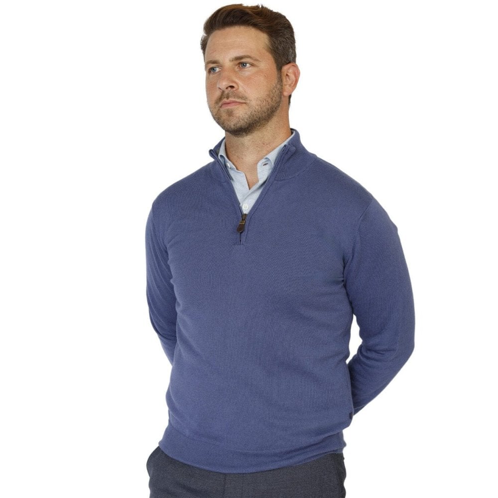 Cotton Cashmere Zip Neck Jumper