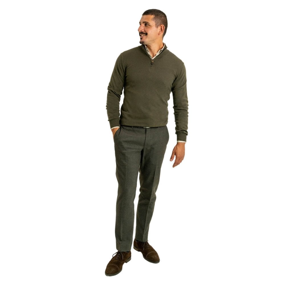 Cotton Cashmere Zip Neck Jumper