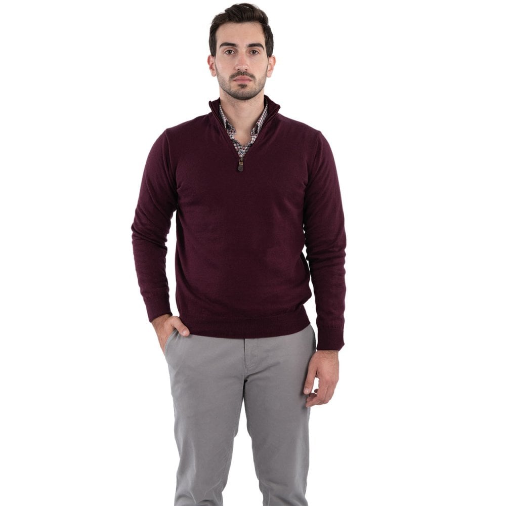 Cotton Cashmere Zip Neck Jumper