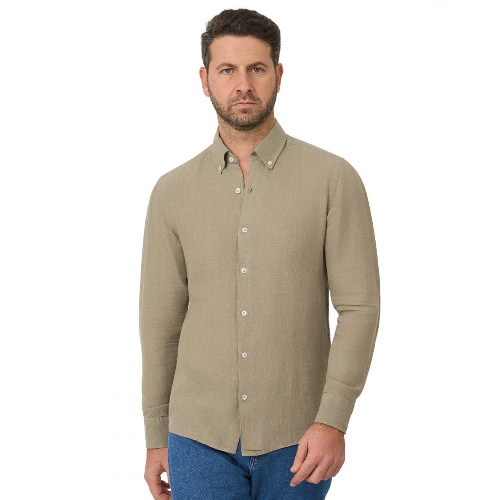 Garment Dyed Linen Button Down Shirt
