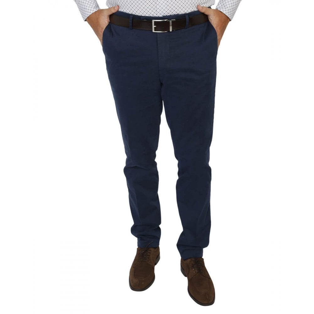Garment Washed Cotton Stretch Twill Trousers