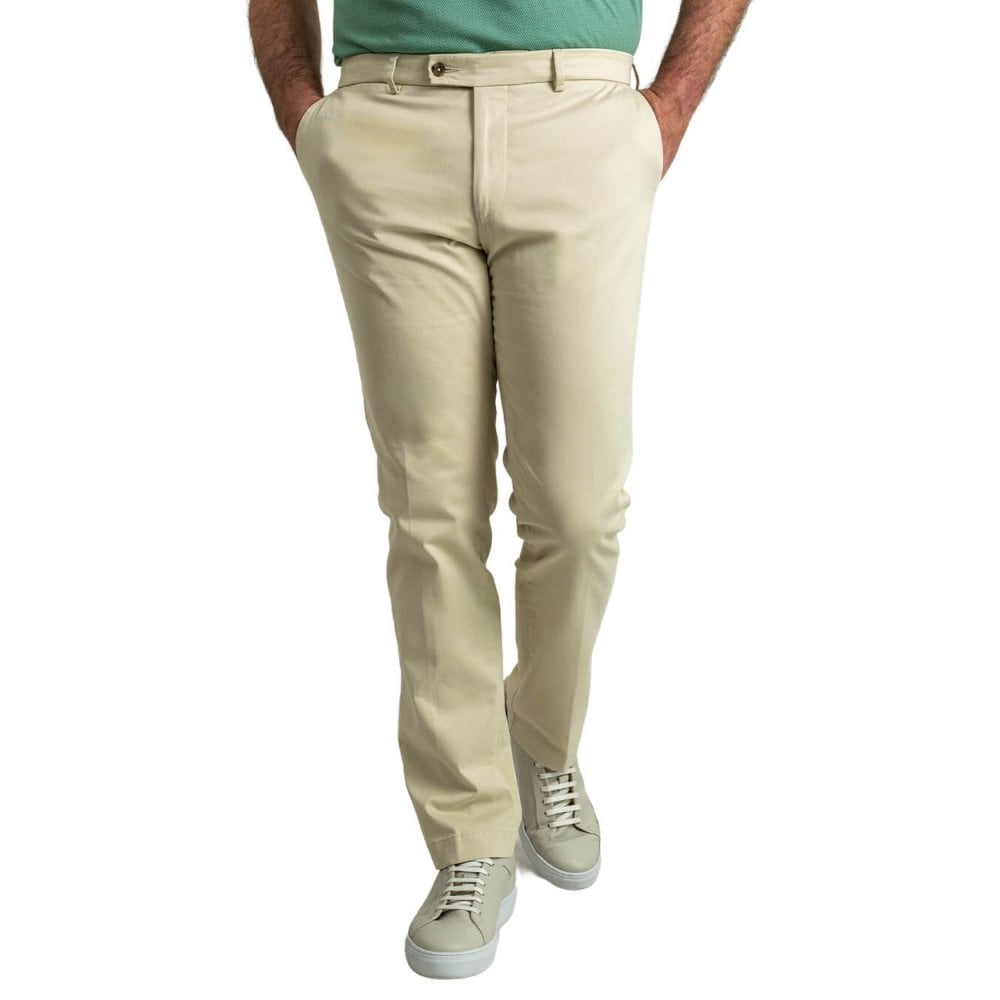Garment Washed Cotton Stretch Twill Trousers