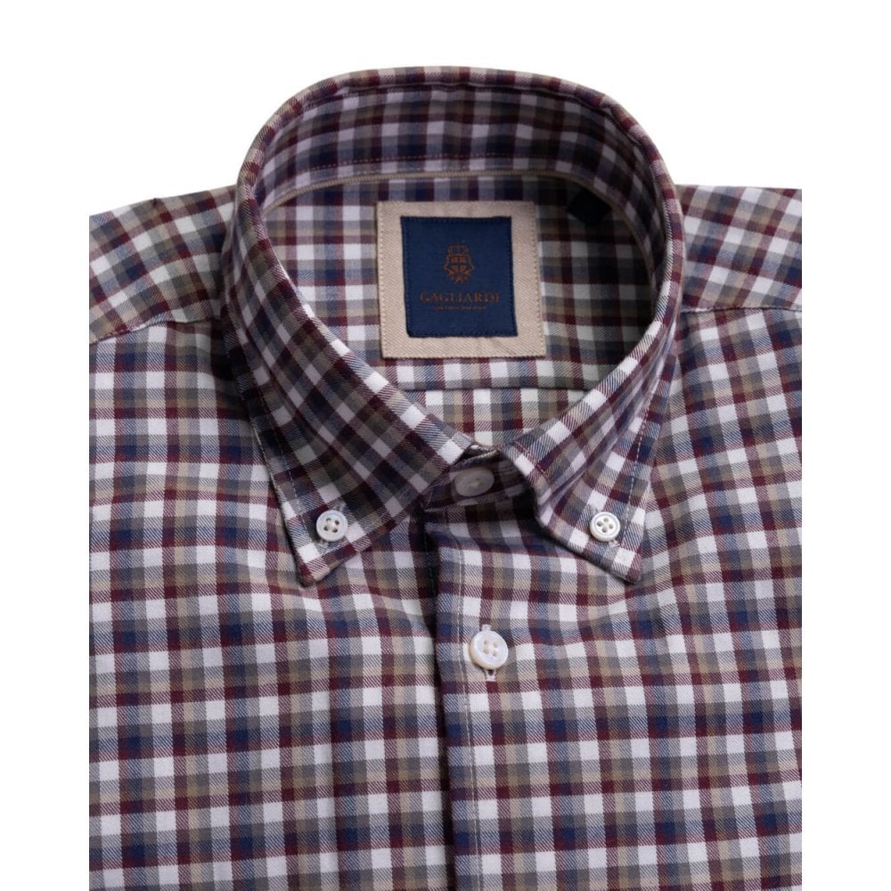Check Brushed Cotton Button Down Shirt