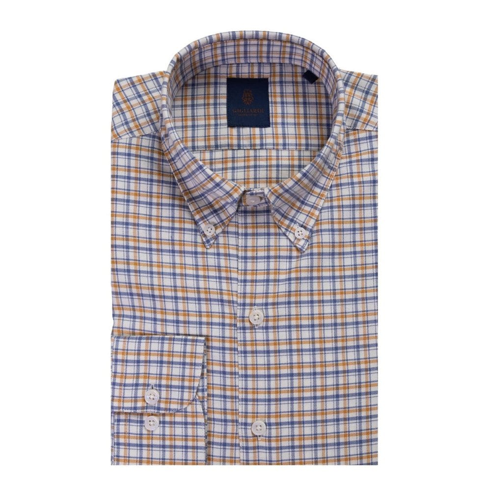 Check Brushed Cotton Button Down Shirt