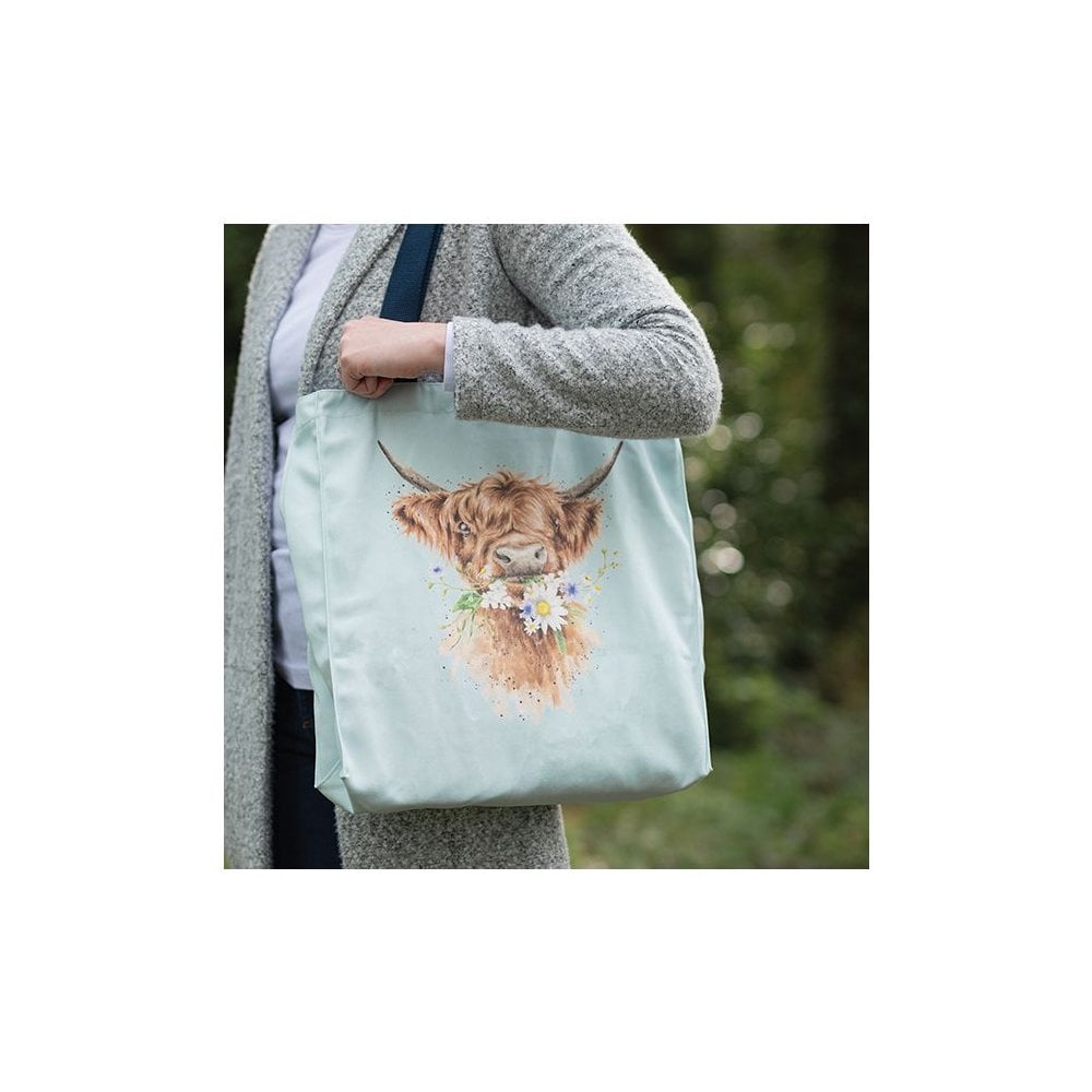 'Daisy Coo' Highland Cow Canvas Tote Bag