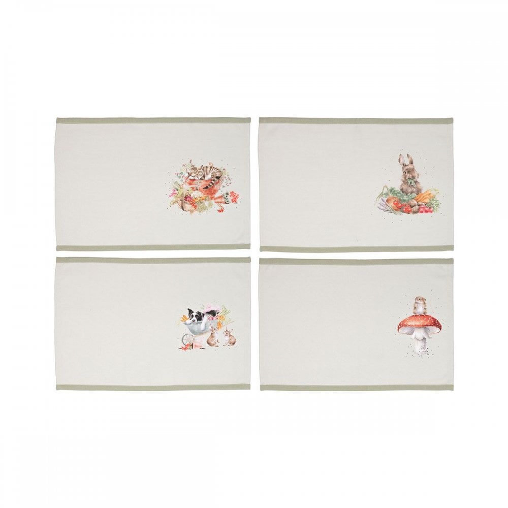 'Garden Friends' Animal Fabric Placemats - Set of 4