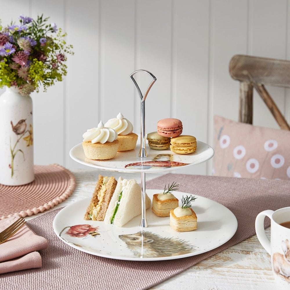 Hedgehog & Mouse Two Tiered Cake Stand