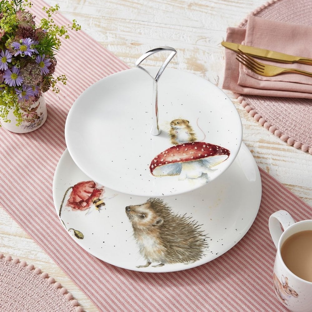 Hedgehog & Mouse Two Tiered Cake Stand