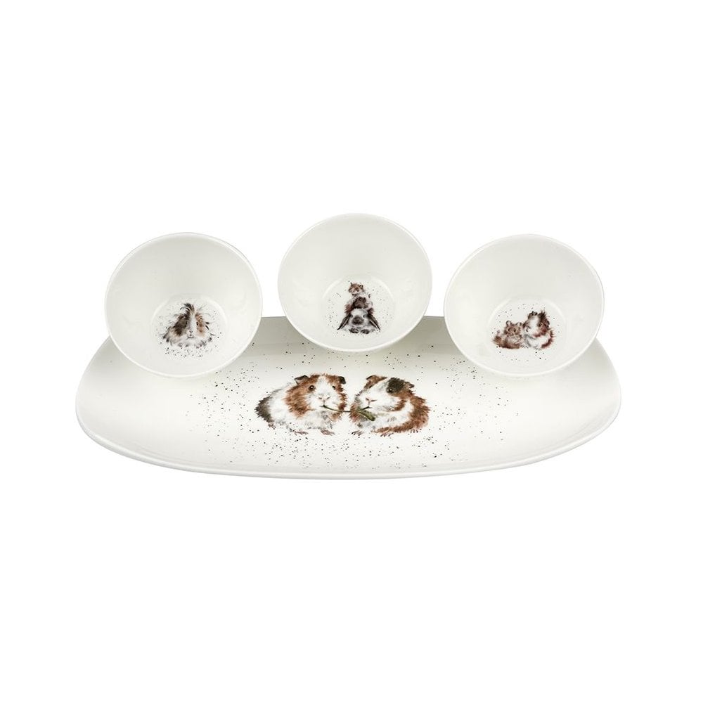 'Lettuce Be Friends' Guinea Pig 3 Dishes and Tray Set