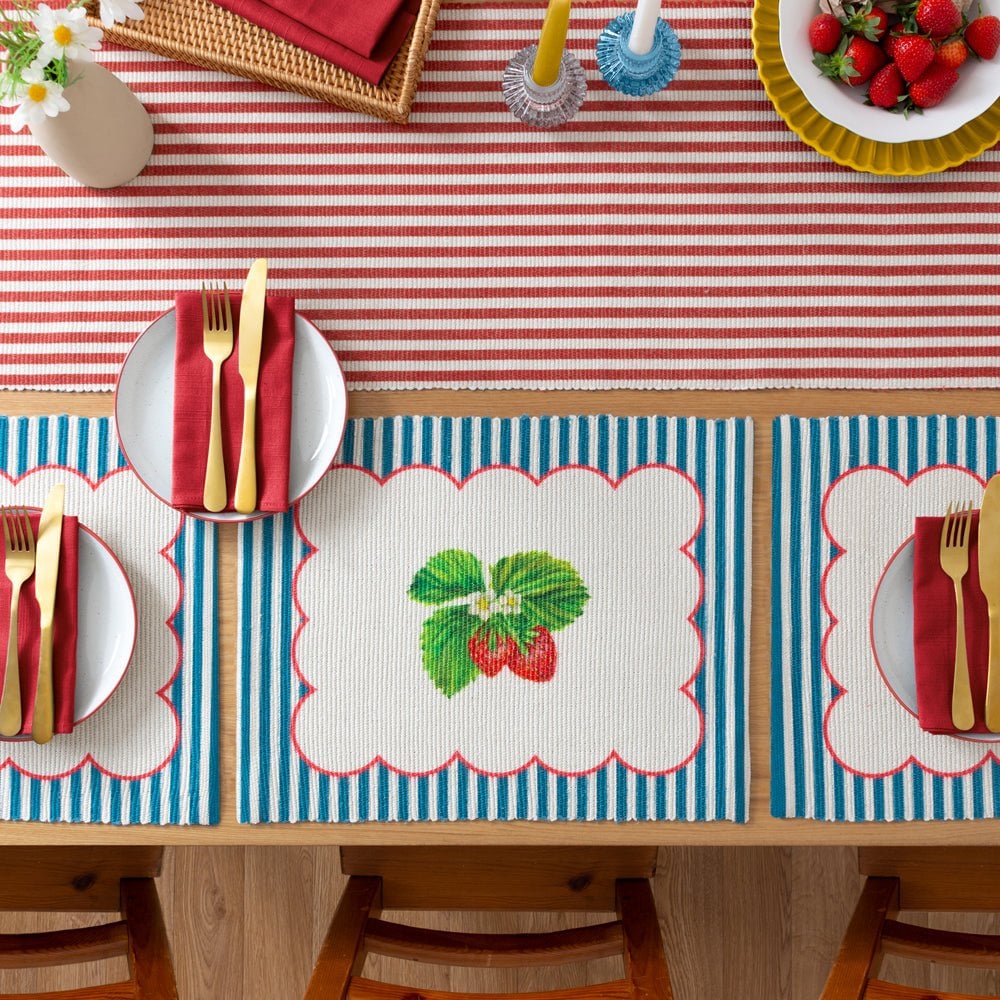 Strawberry Stripes Indoor/Outdoor Placemats - Set of 4