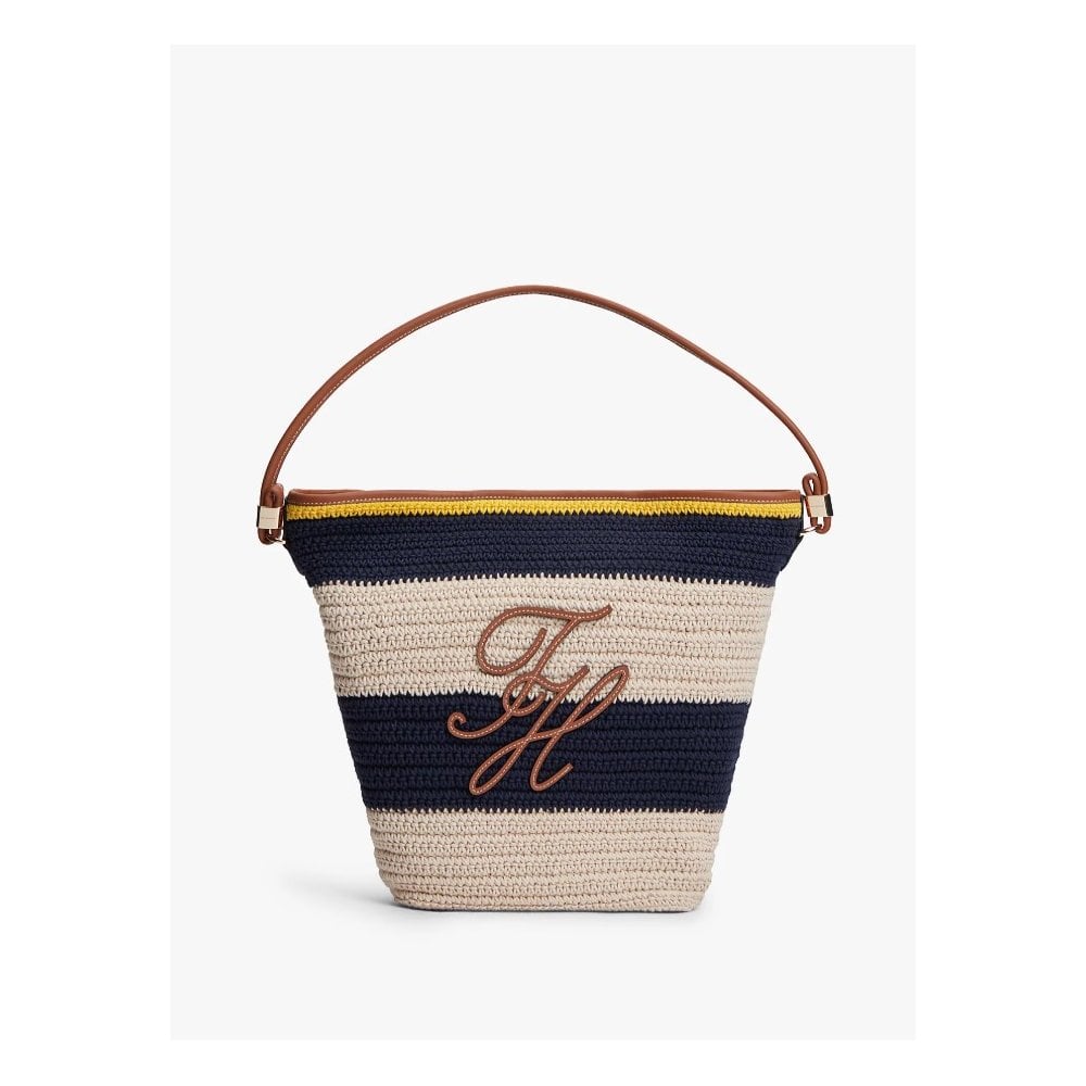 Nautical Logo Appliqué Woven Bucket Bag