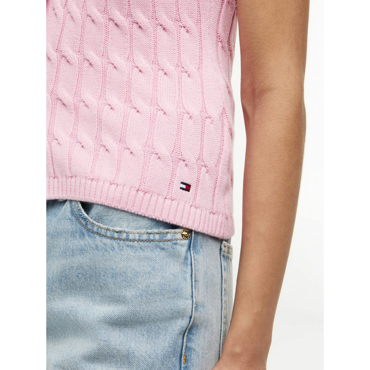 Cable Knit Slim Cap Sleeve Cardigan