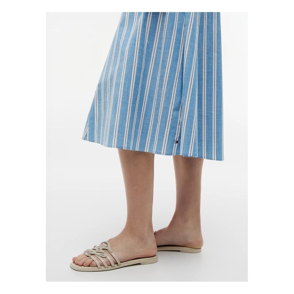 Tie Detail Cap Sleeve Midi Shirt Dress
