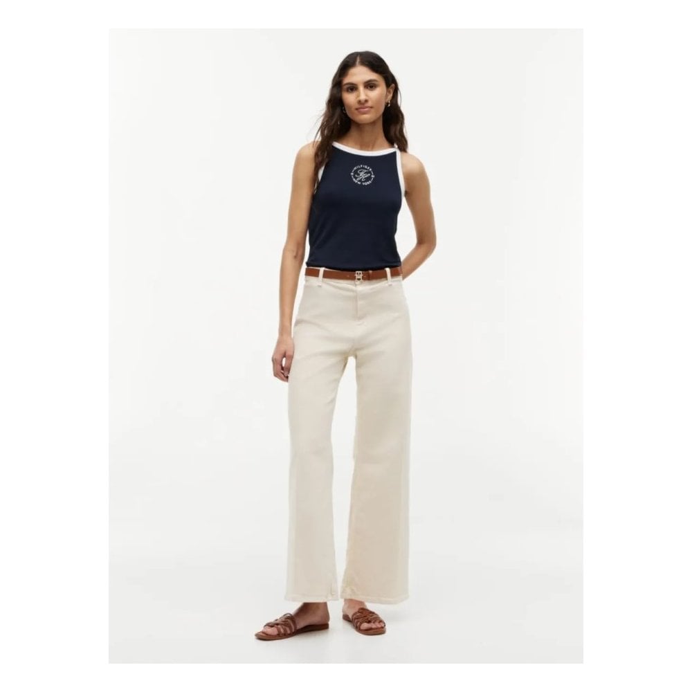 Washed High Rise Wide Leg Ankle Jeans