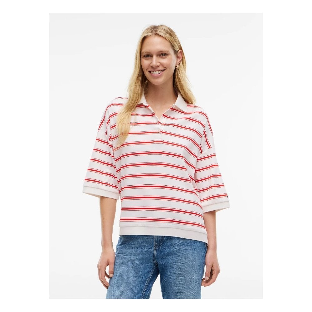 Oversized Fit Stripe Polo Shirt