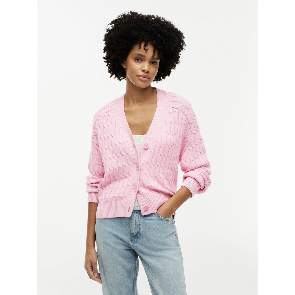 Cable Knit Oversized V-Neck Cardigan