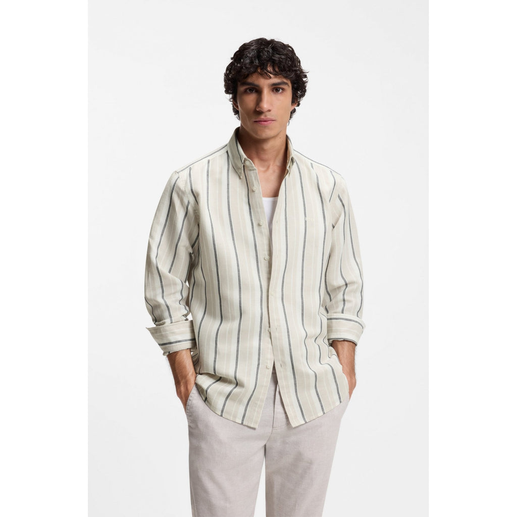 Ricoplus Regular Fit Striped Linen Shirt