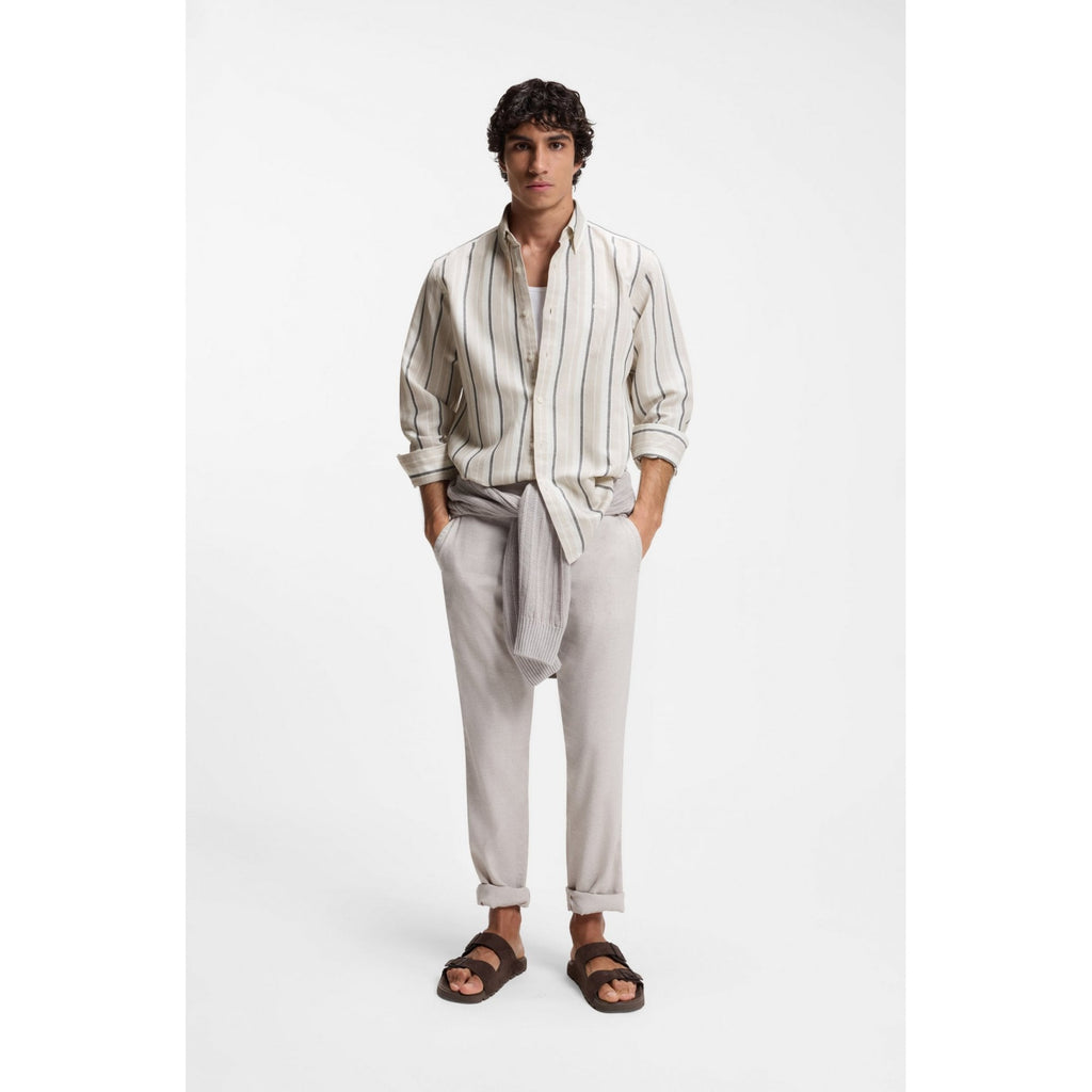 Ricoplus Regular Fit Striped Linen Shirt