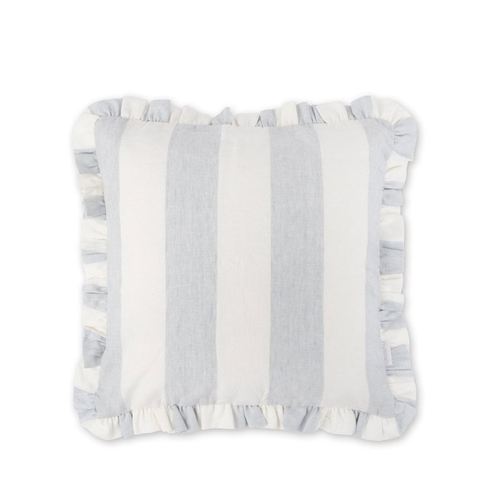 Witham Blue Stripe Frill Edge Cushion