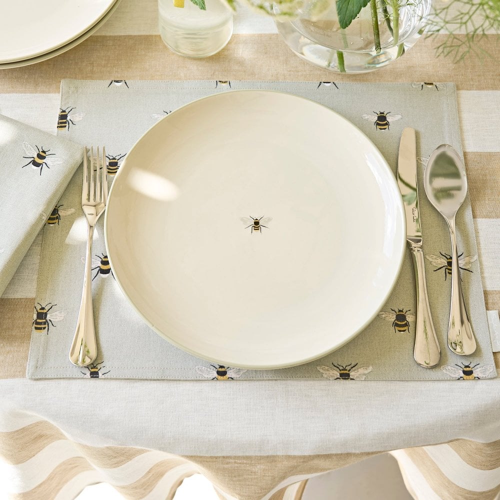Bees Stoneware Dinner Plate