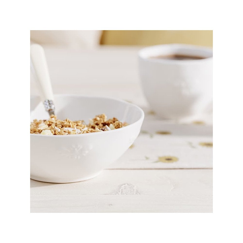 Bees White Stoneware Dessert Bowl