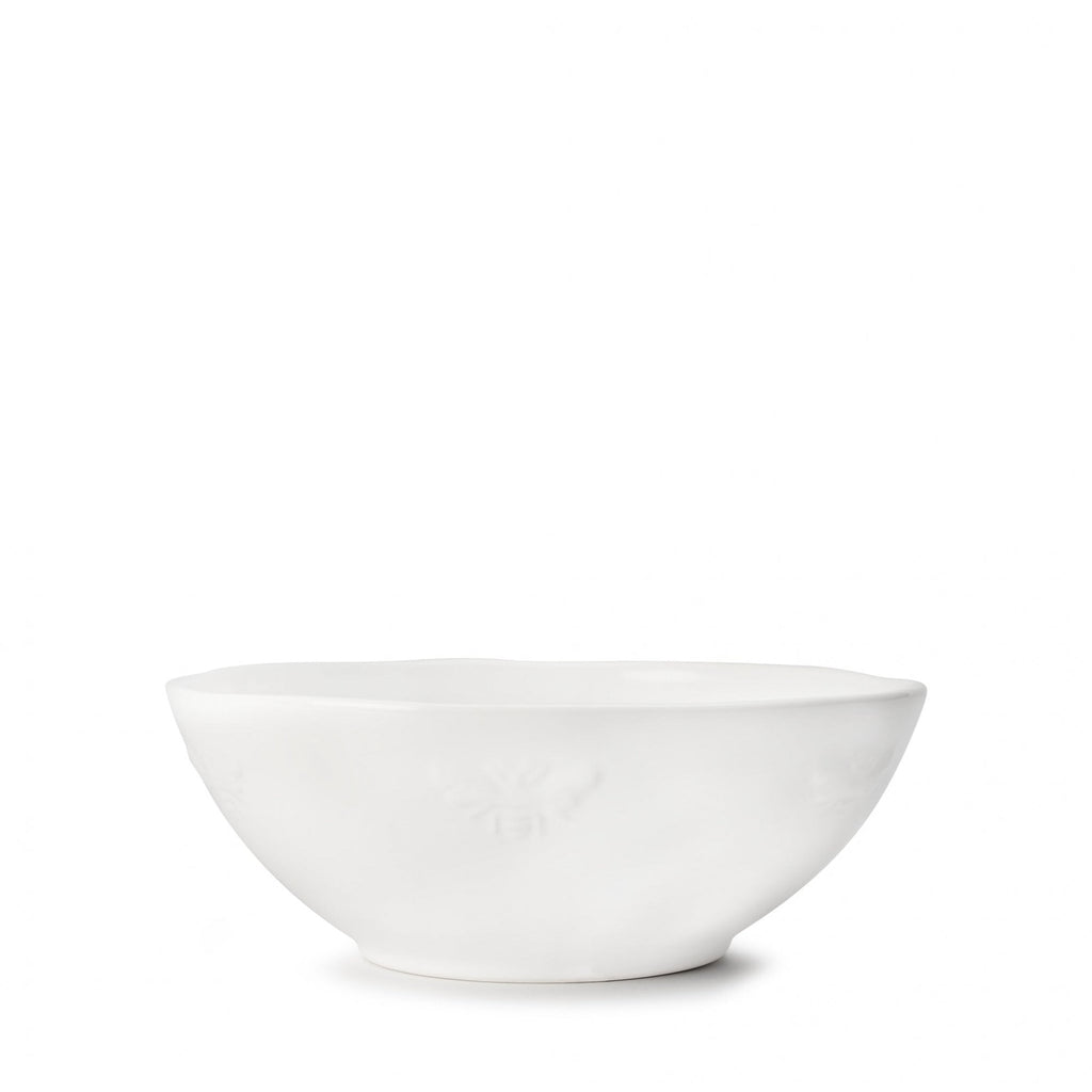 Bees White Stoneware Dessert Bowl