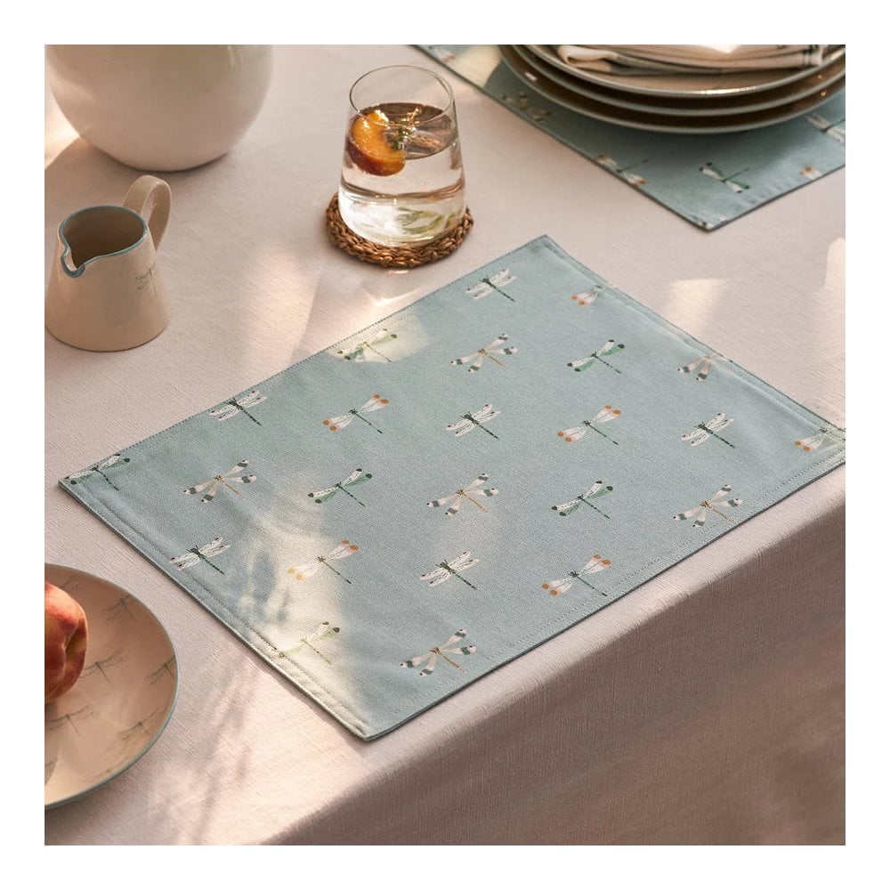 Watercolour Dragonfly Fabric Placemat - Set of 2
