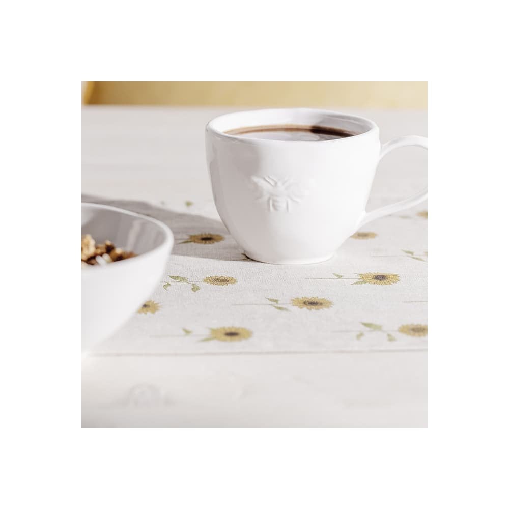 Bees White Stoneware Mug