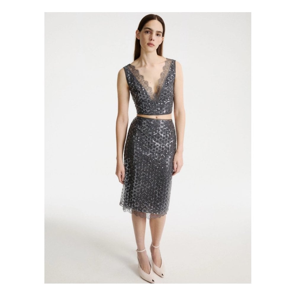 MLSAGEVOLE Sequinned and Beaded Skirt