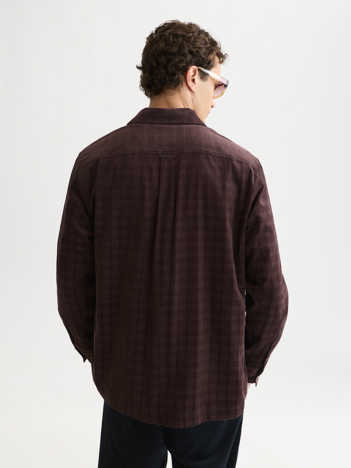 Check Cotton Corduroy Relaxed Shirt