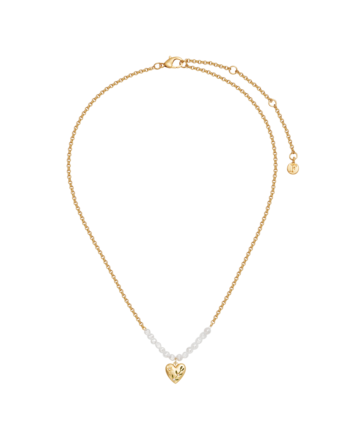 Niva Mistletoe Heart Pearl Necklace