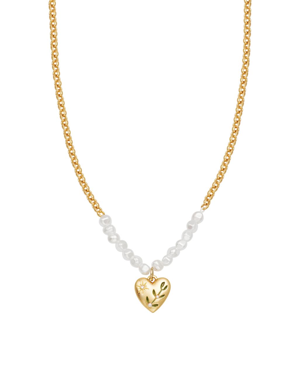 Niva Mistletoe Heart Pearl Necklace