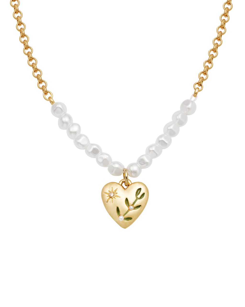 Niva Mistletoe Heart Pearl Necklace