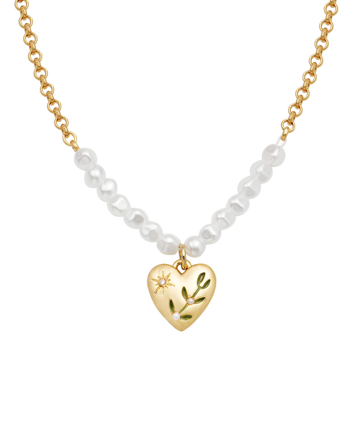 Niva Mistletoe Heart Pearl Necklace