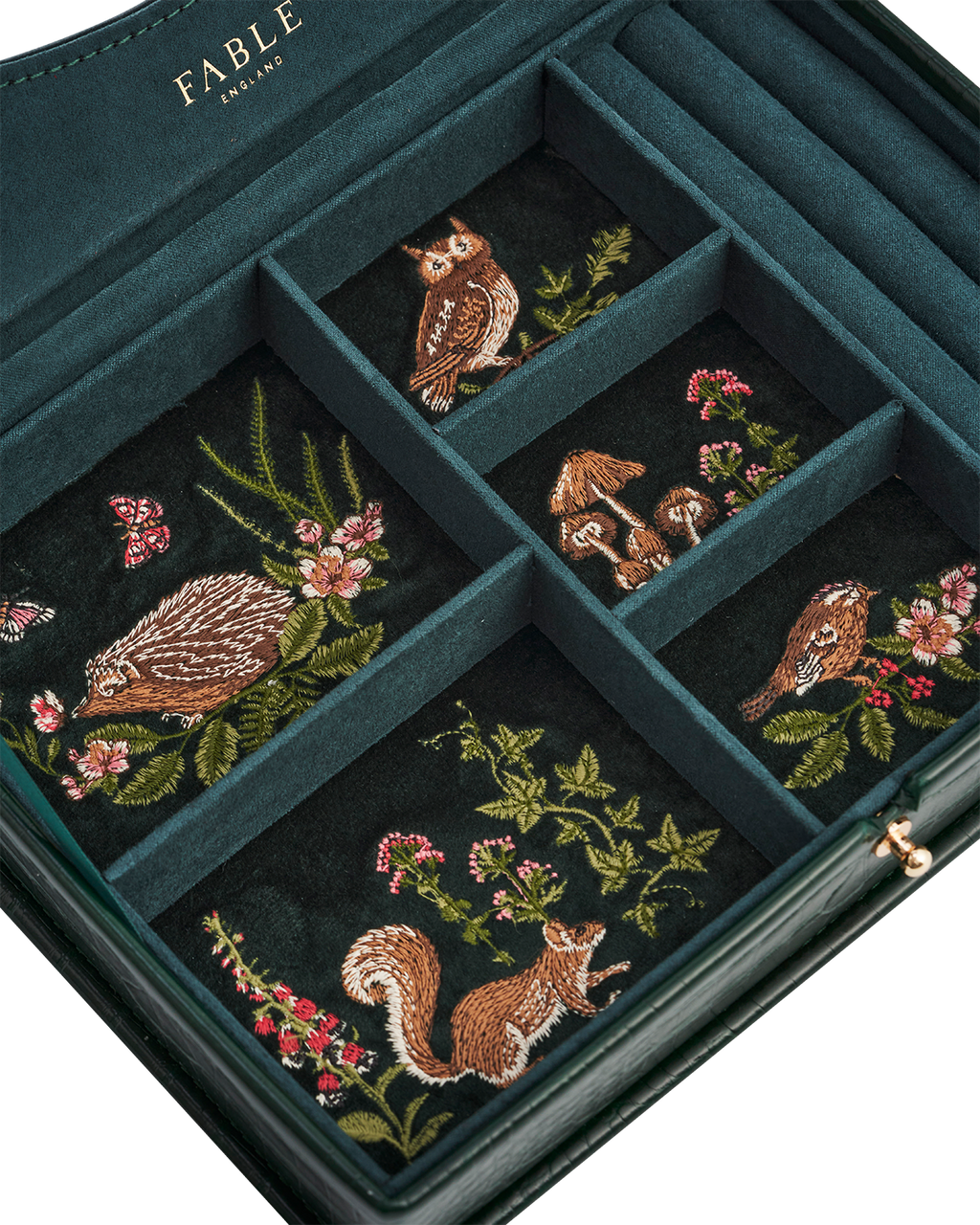 Meadow Scene Embroidered Large Jewellery Box