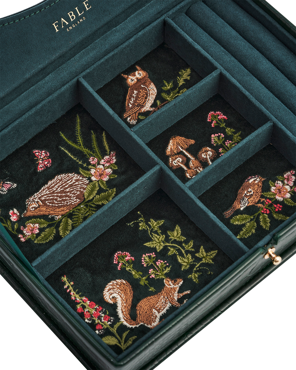 Meadow Scene Embroidered Large Jewellery Box