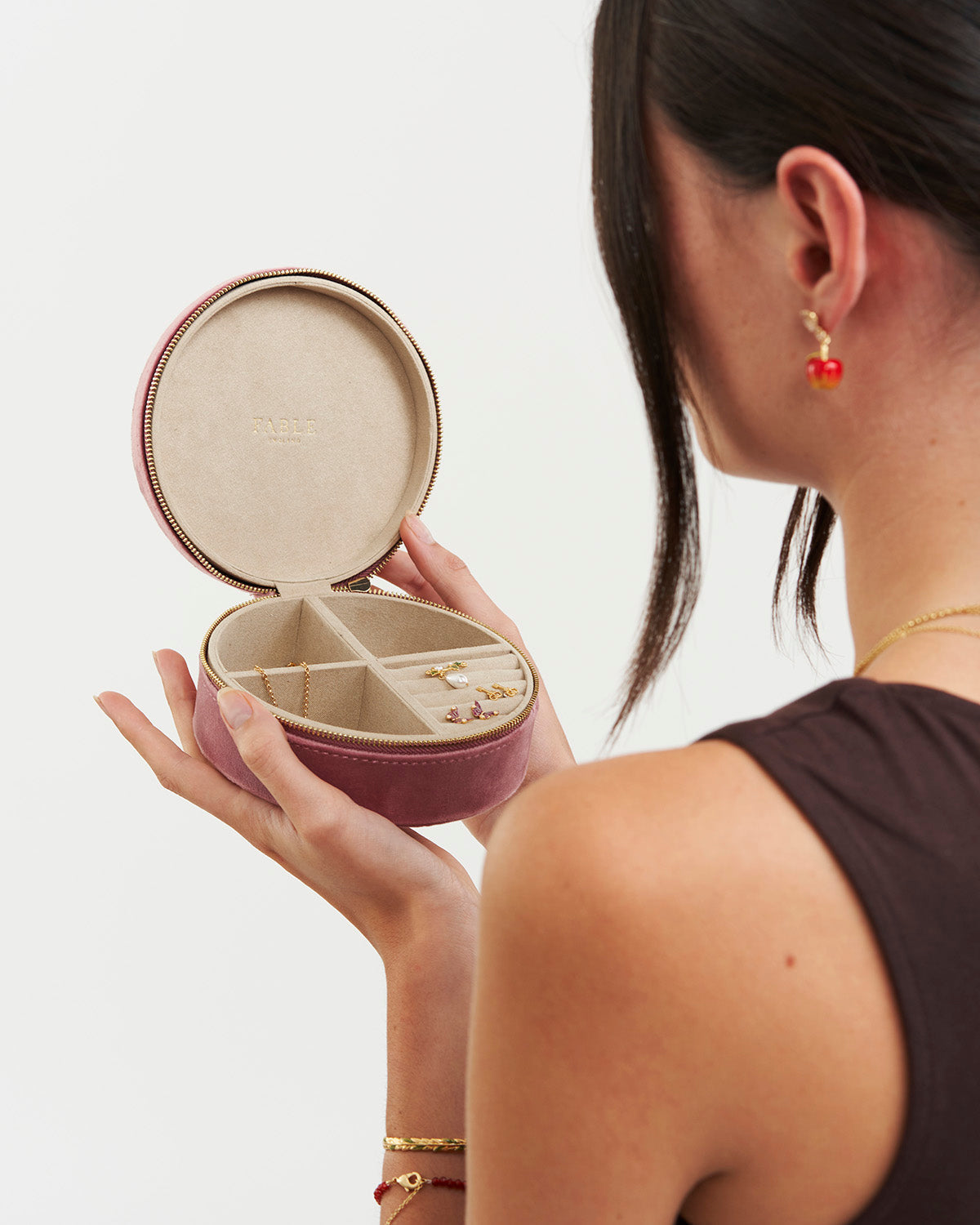 Floral Wreath Embroidered Round Jewellery Box