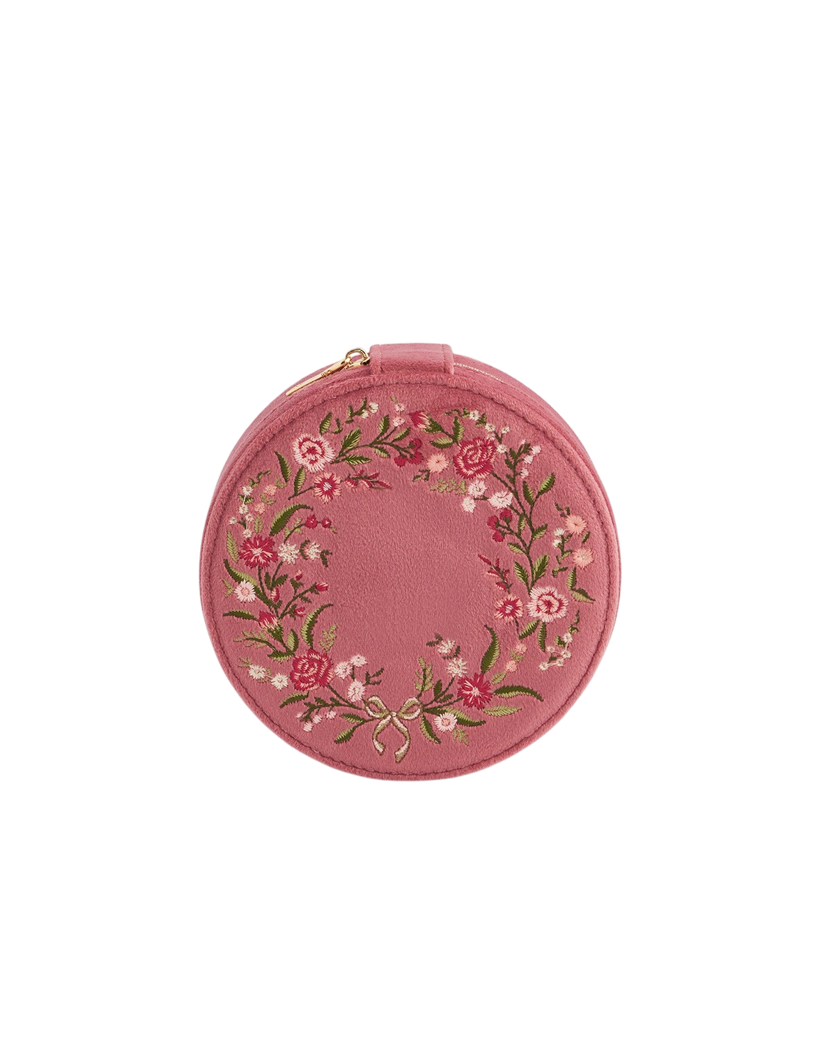 Floral Wreath Embroidered Round Jewellery Box