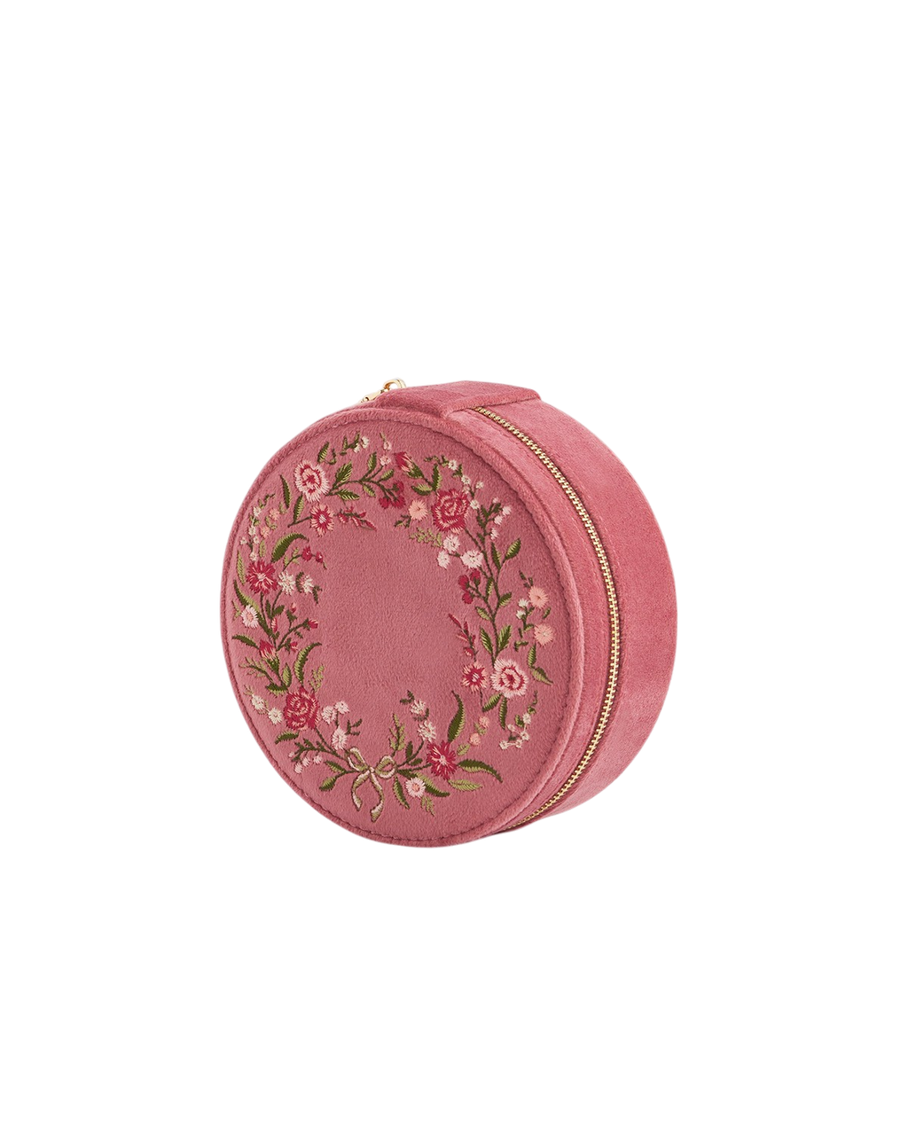 Floral Wreath Embroidered Round Jewellery Box