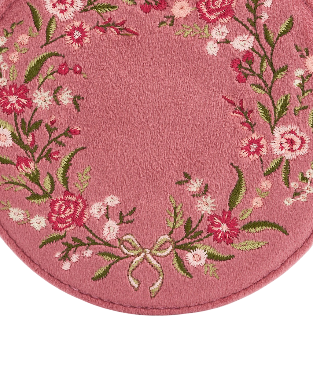Floral Wreath Embroidered Round Jewellery Box