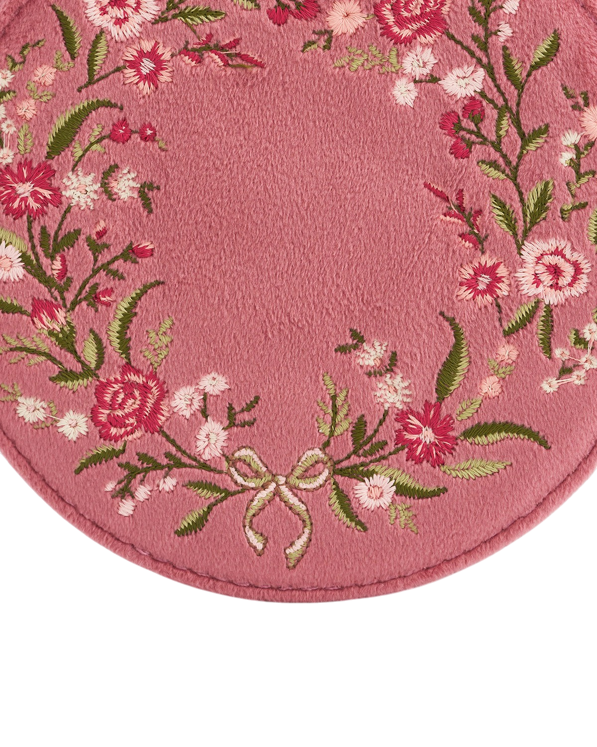 Floral Wreath Embroidered Round Jewellery Box
