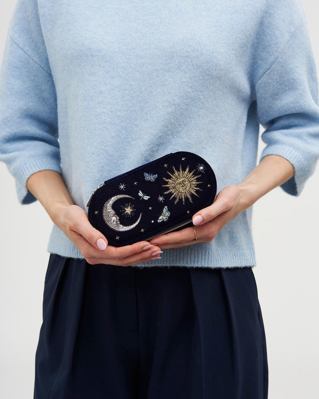 Night Sky Embroidered Oval Jewellery Box