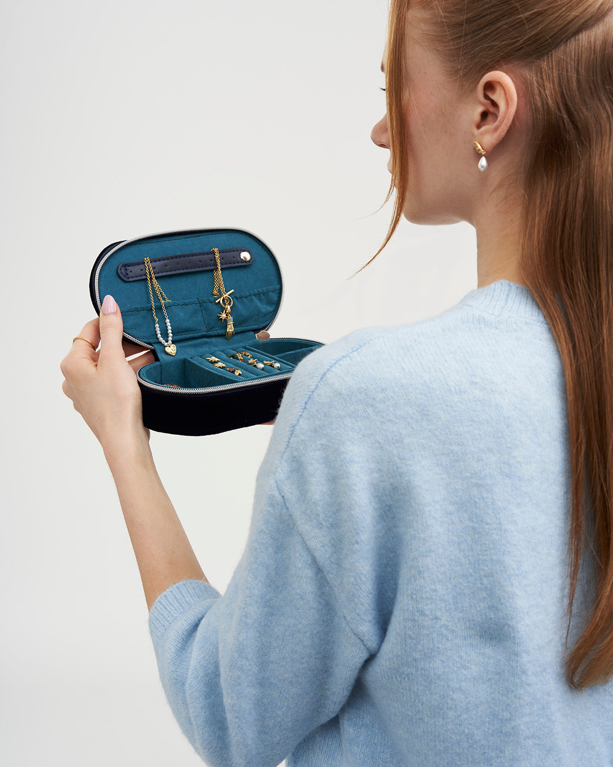 Night Sky Embroidered Oval Jewellery Box