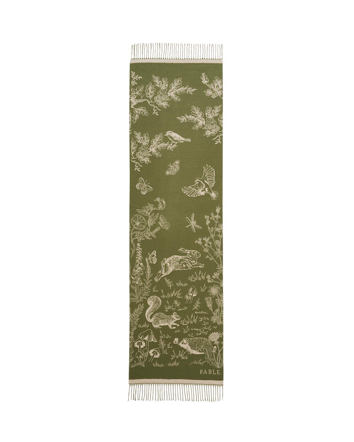 Woodland Scene  Check Long Jacquard Scarf OS